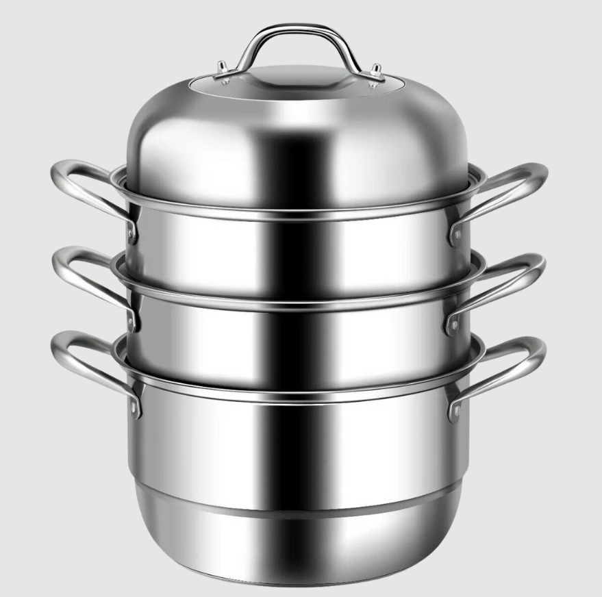 Marmite Vapeur Inox 3 Niveaux | Conception Triple‑couche pour Soupe & Vapeur | Valuna