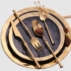 Couverts Venice Gold | Ensemble Élégant en Acier Inox 18/10, Ton Rose & Doré | Valuna