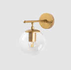 Applique Murale Obsidian Verre Clair Doré | Lampe Murale Globe Métal | Valuna