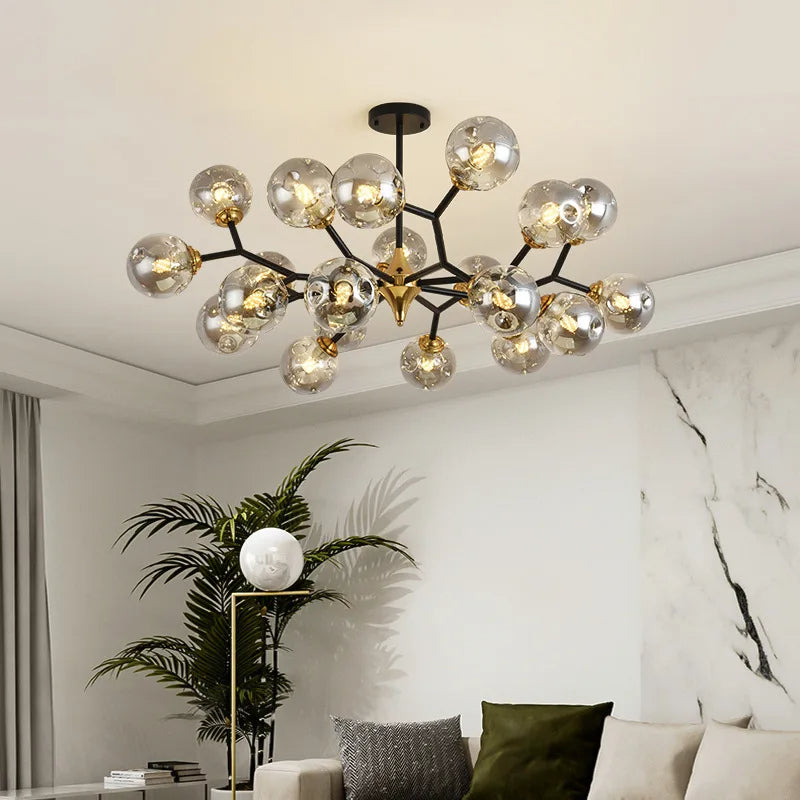 Suspension avec Boules en Verre Lustre Compatible LED - Valuna