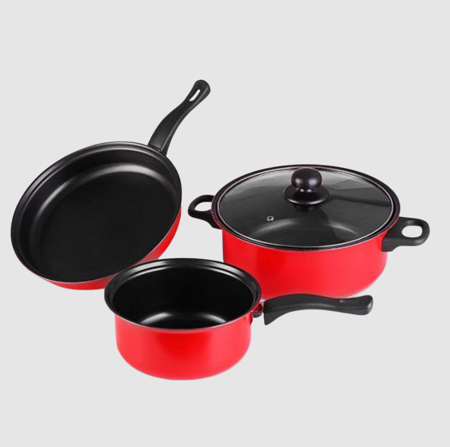 Batterie de Cuisine Premium 3 Pièces en Acier Inoxydable | Poêle, Casserole et Marmite Polyvalente avec Couvercle | Valuna