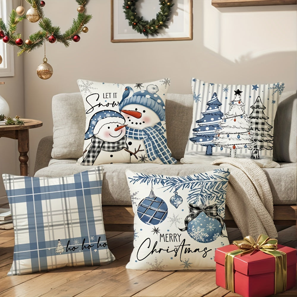 Confort Festif Pour Votre Maison | Ensemble De 4 Housses De Coussin De Noël | Valuna