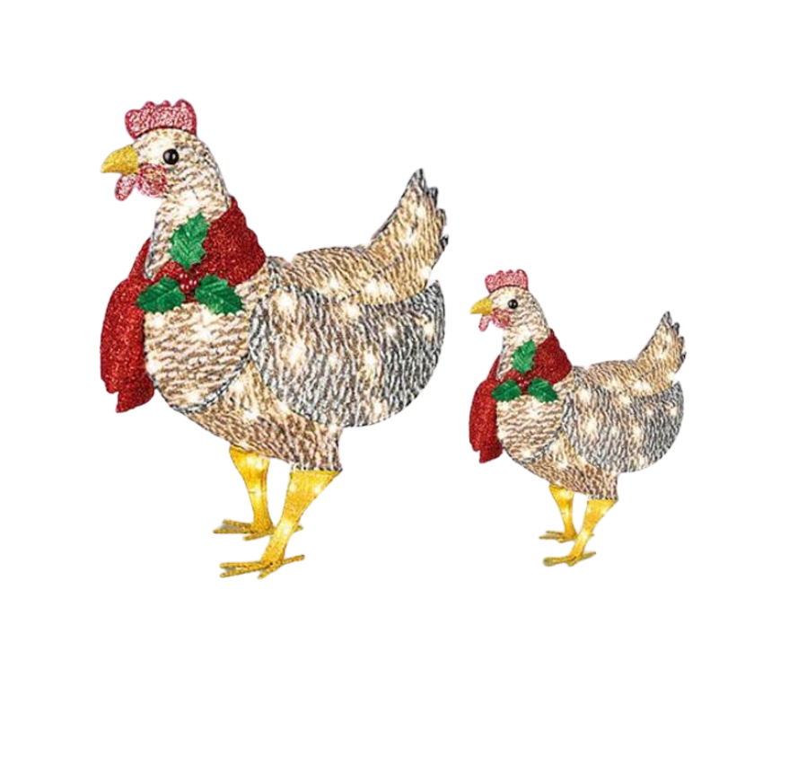 Poulet Lumineux | Décoration De Noël Avec Écharpe Festive | Valuna
