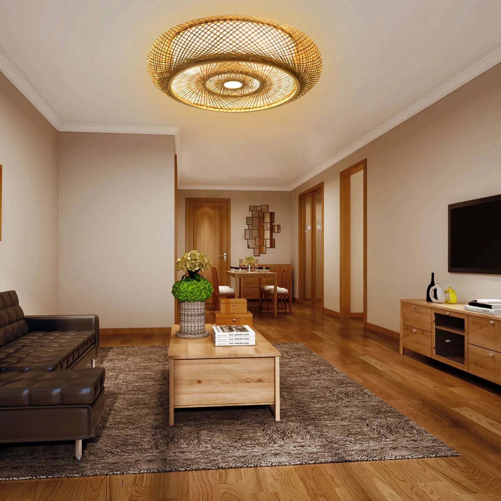 Lueur de la Nature | Lampe de Plafond en Bambou Tressé | Valuna