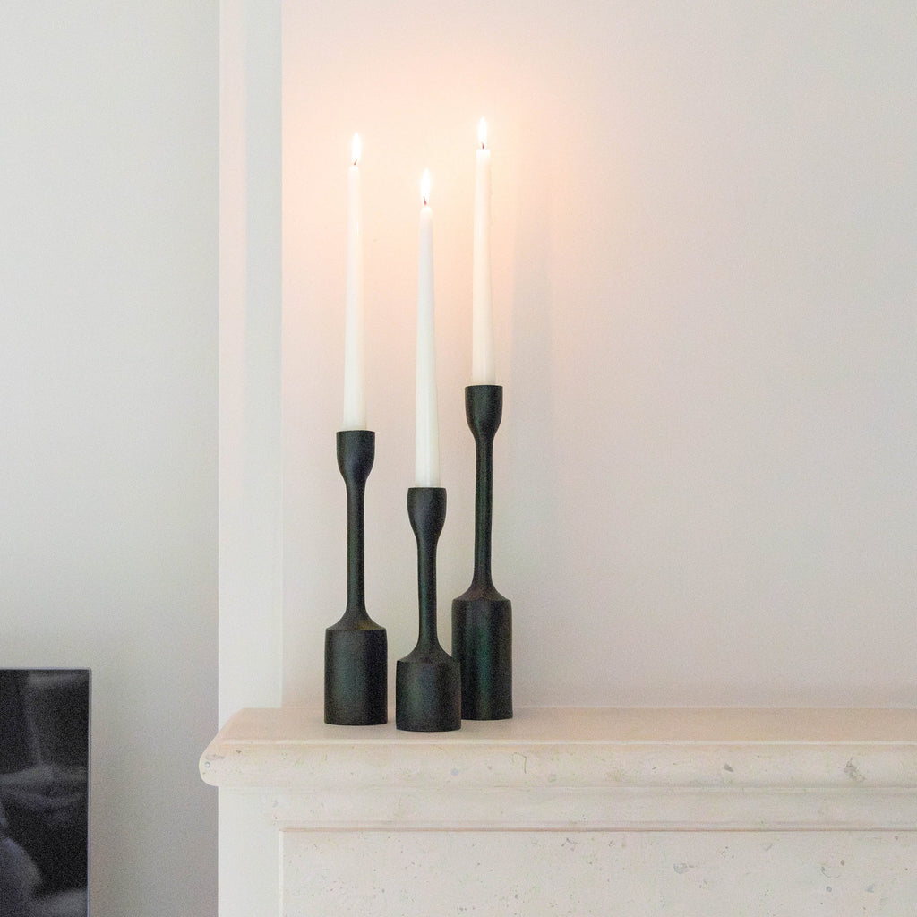 Bougeoir Noir Mat Orso | Trio Élégant pour Ambiance Sophistiquée | Valuna