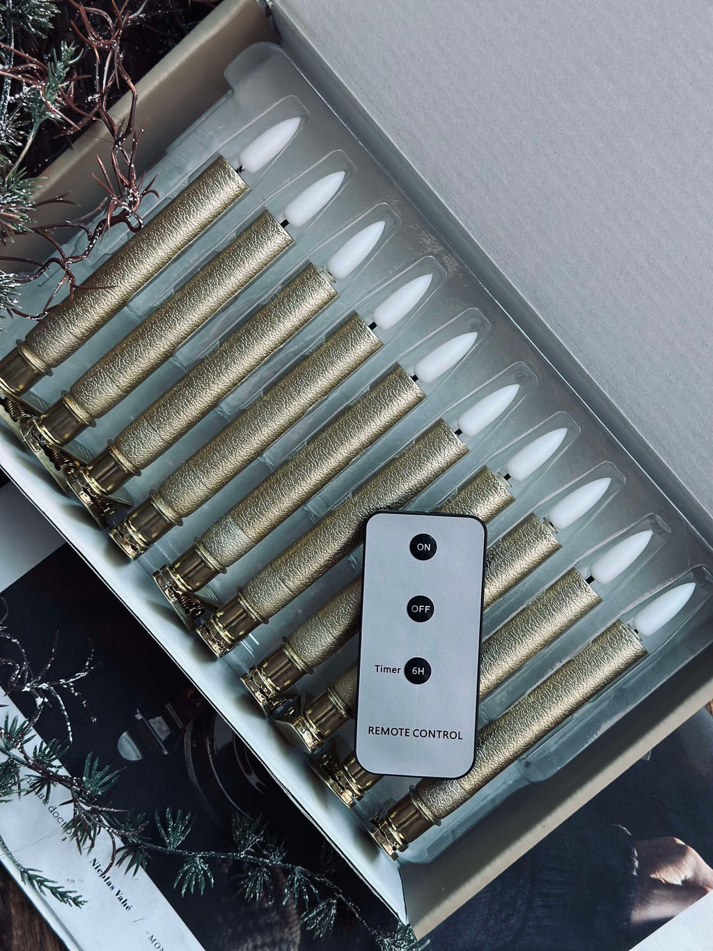 Bougies Led Dorées | Ensemble Décoratif De Noël Élégant | Valuna