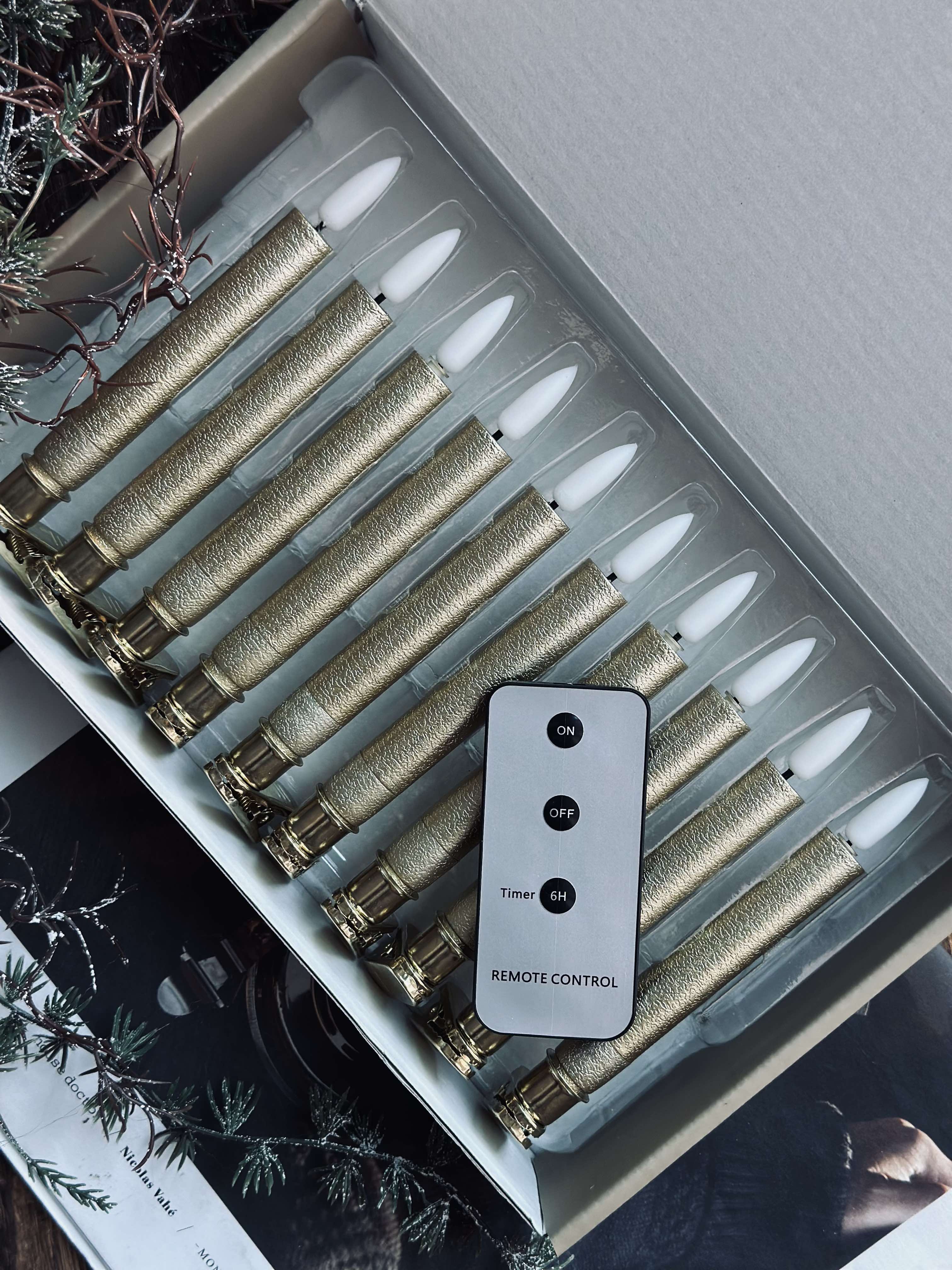 Bougies Led Dorées | Ensemble Décoratif De Noël Élégant | Valuna