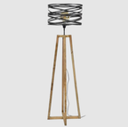Lampadaire Twist 135 cm | Lampe Industrielle Bois & Métal au Design Spirale | Valuna