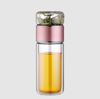 TeaFusion Bouteille Infuseur 2‑en‑1 à Double Paroi | Flacon en Verre Isolé pour Thé en Feuilles | Valuna