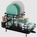 Égouttoir Vaisselle 2 Niveaux Géant Giantex avec Plateau Pliable | Gain de Place & Drainage Ajustable | Valuna