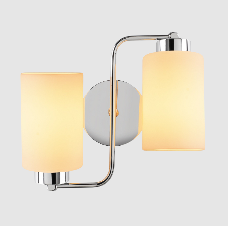 Applique Murale Oasis 2‑Lumières en Verre Argenté | Minimalisme Élégant à Double Lumière | Valuna