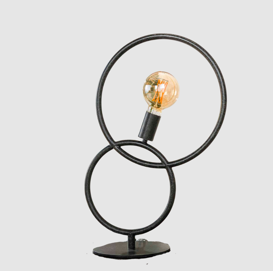 Lampe de Table Arche Métal Noir | Lampe Industrielle d’Ambiance “Boog” | Valuna