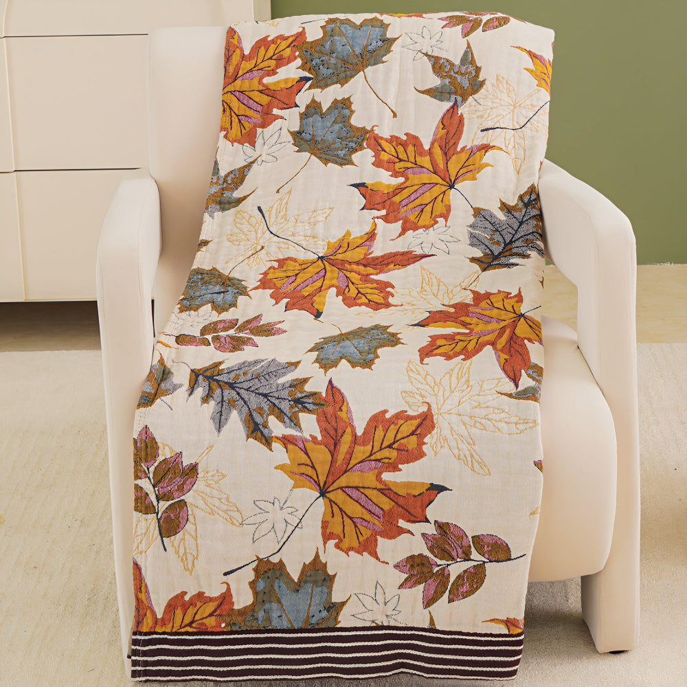 MapleLeafCotton | Couverture En Coton – Motif Feuille D'Érable Douce & Confortable | Valuna