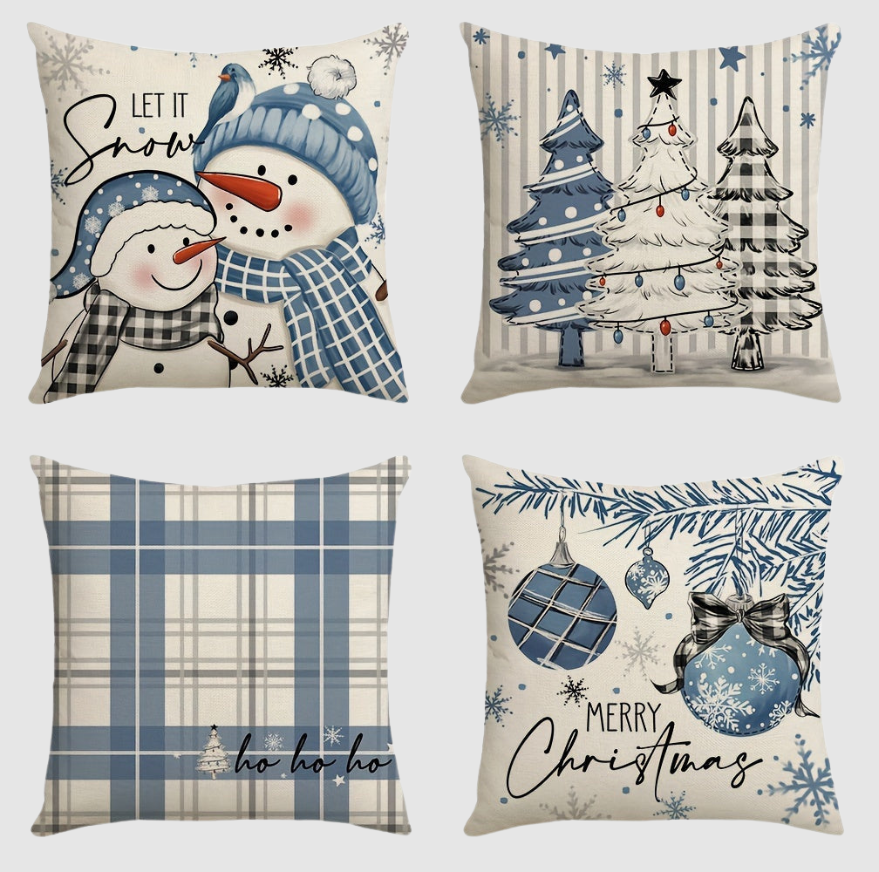 Confort Festif Pour Votre Maison | Ensemble De 4 Housses De Coussin De Noël | Valuna