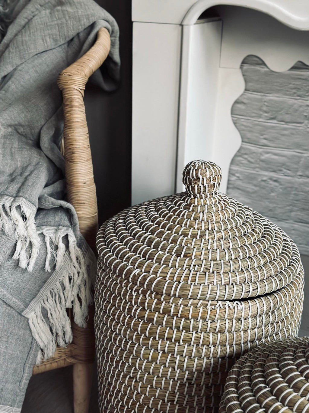 Courbe & Panier En Herbe Marine | Ensemble Décoratif 2 Pièces | Valuna