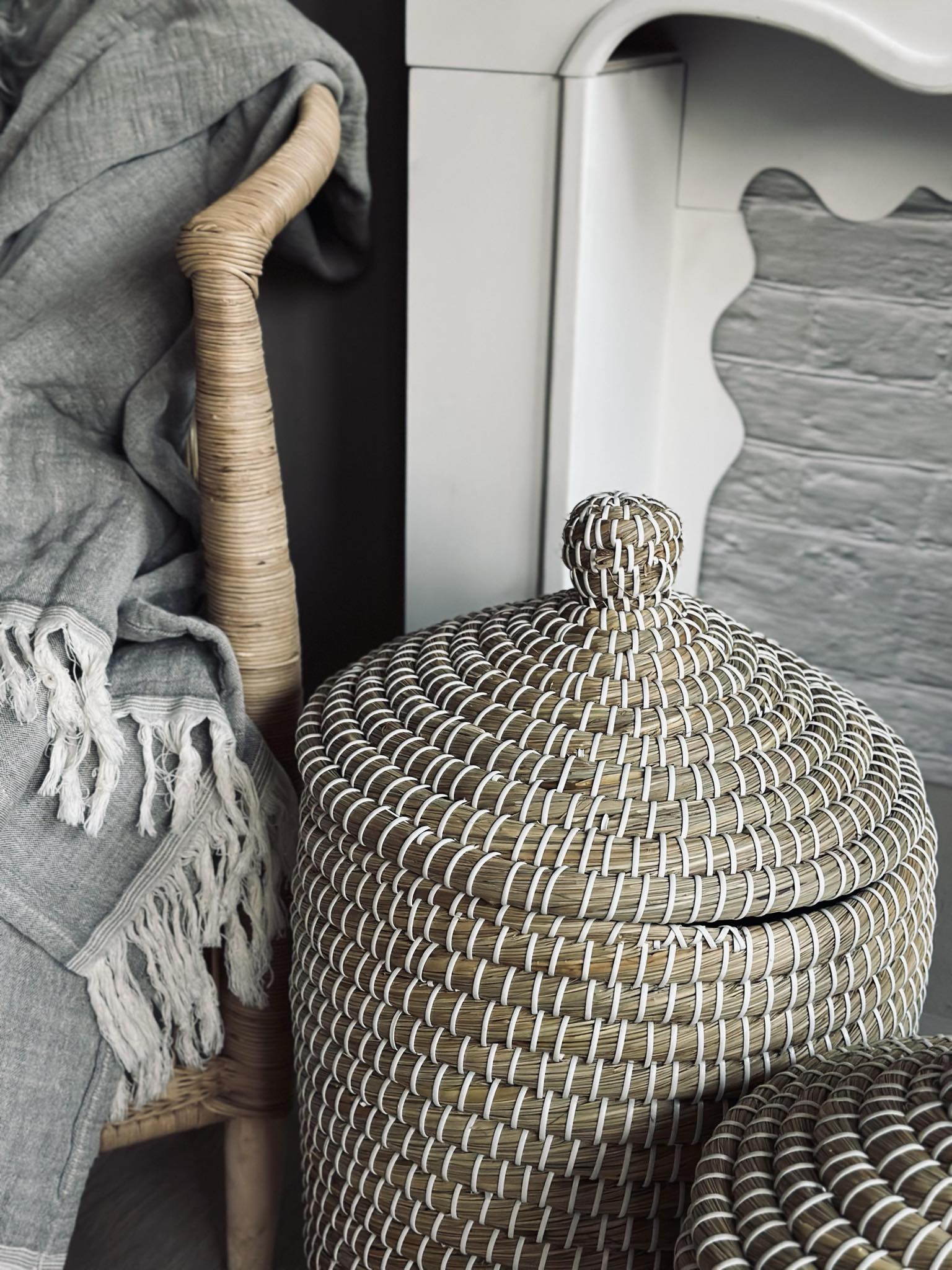 Courbe & Panier En Herbe Marine | Ensemble Décoratif 2 Pièces | Valuna