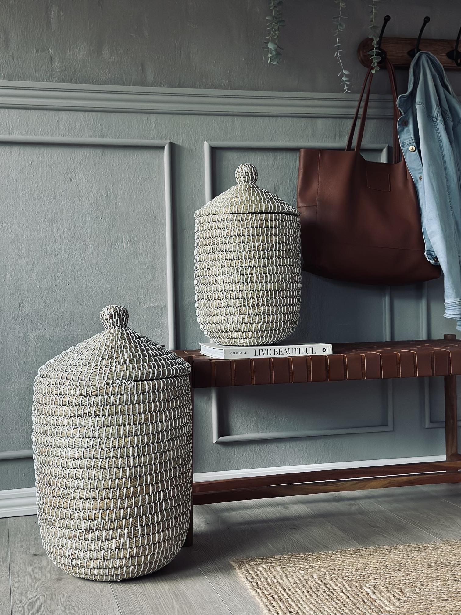 Courbe & Panier En Herbe Marine | Ensemble Décoratif 2 Pièces | Valuna