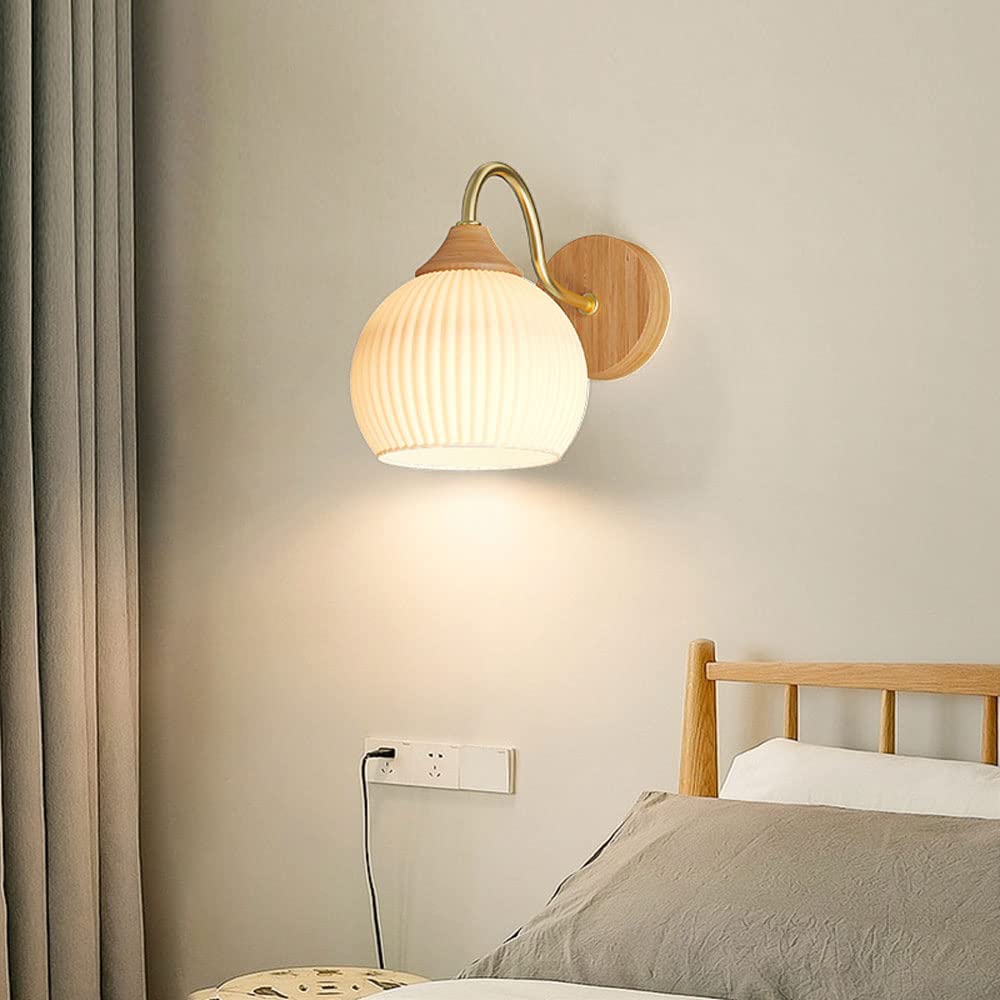 Ozawa Nordic | Applique Murale Led En Verre Et Bois Pour Chambre Et Salon | Valuna