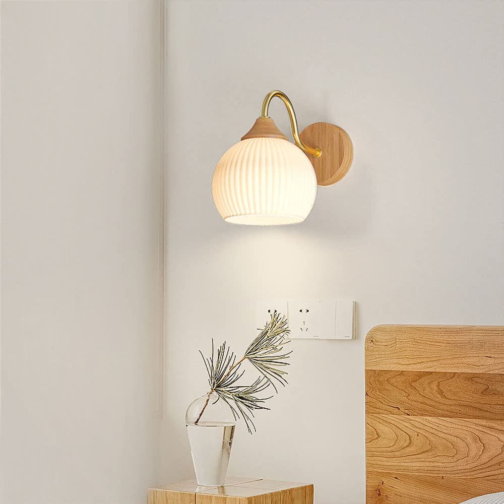 Ozawa Nordic | Applique Murale Led En Verre Et Bois Pour Chambre Et Salon | Valuna