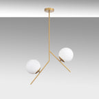 Suspension Nimbus 2‑Lumières en Verre Doré | Lumière Moderne et Radieuse pour Intérieurs Chics | Valuna