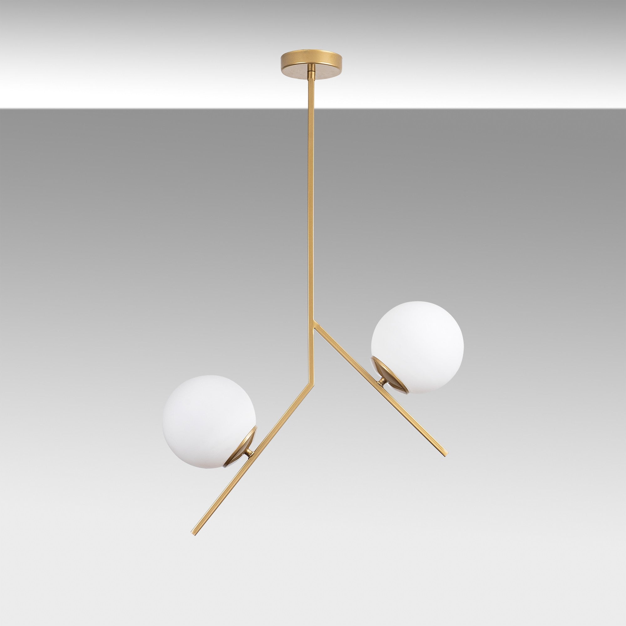 Suspension Nimbus 2‑Lumières en Verre Doré | Lumière Moderne et Radieuse pour Intérieurs Chics | Valuna