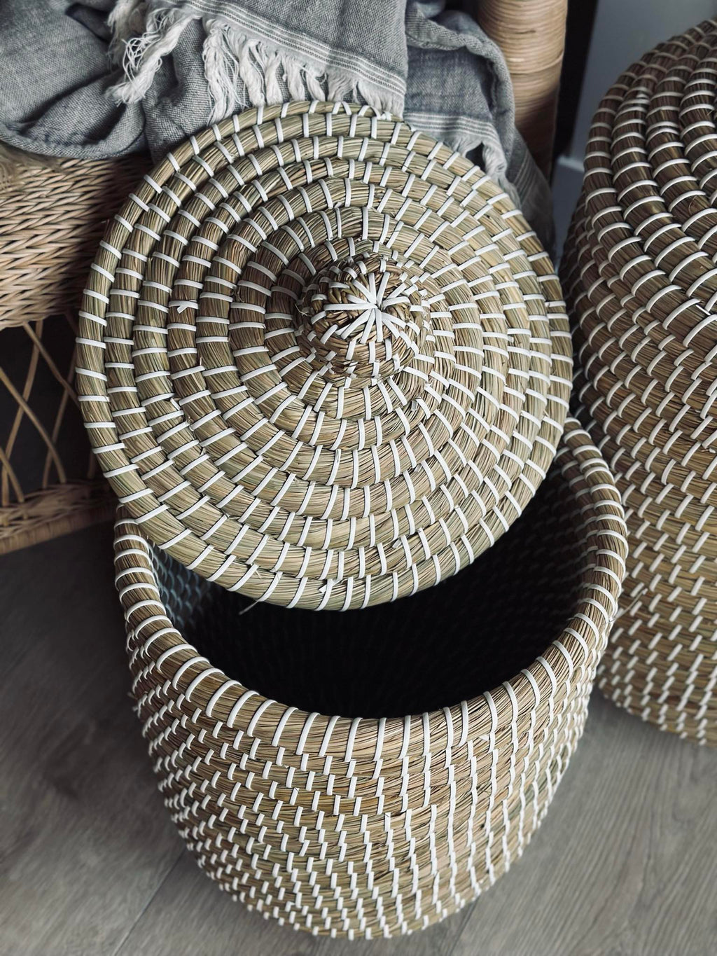 Courbe & Panier En Herbe Marine | Ensemble Décoratif 2 Pièces | Valuna