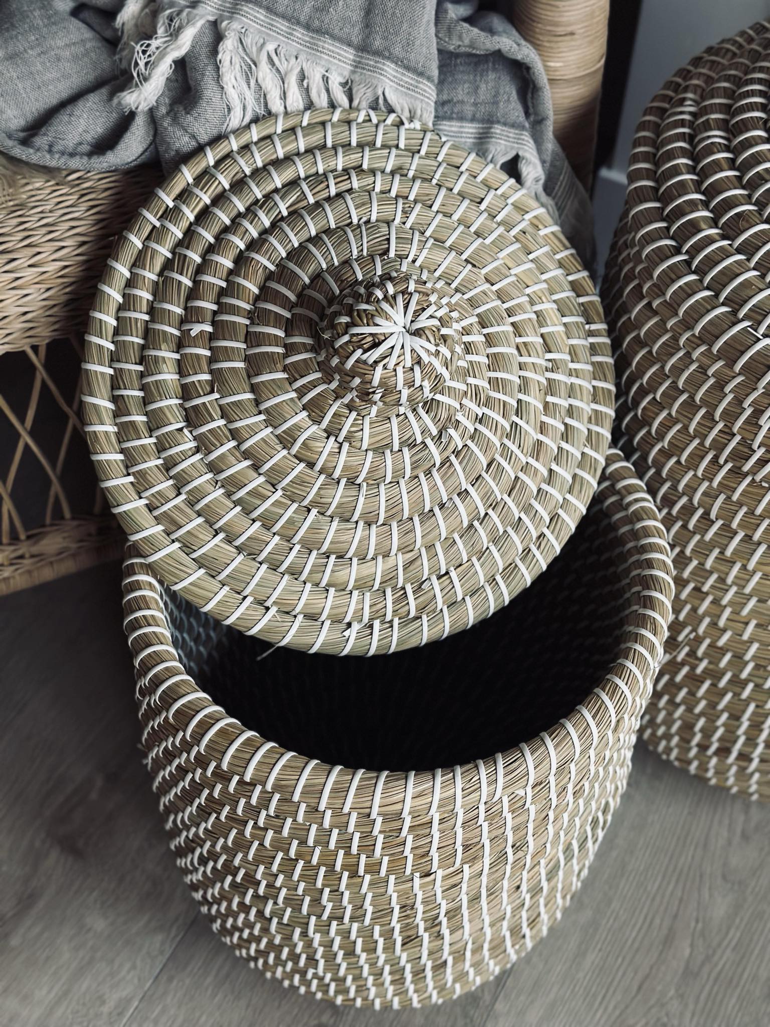 Courbe & Panier En Herbe Marine | Ensemble Décoratif 2 Pièces | Valuna