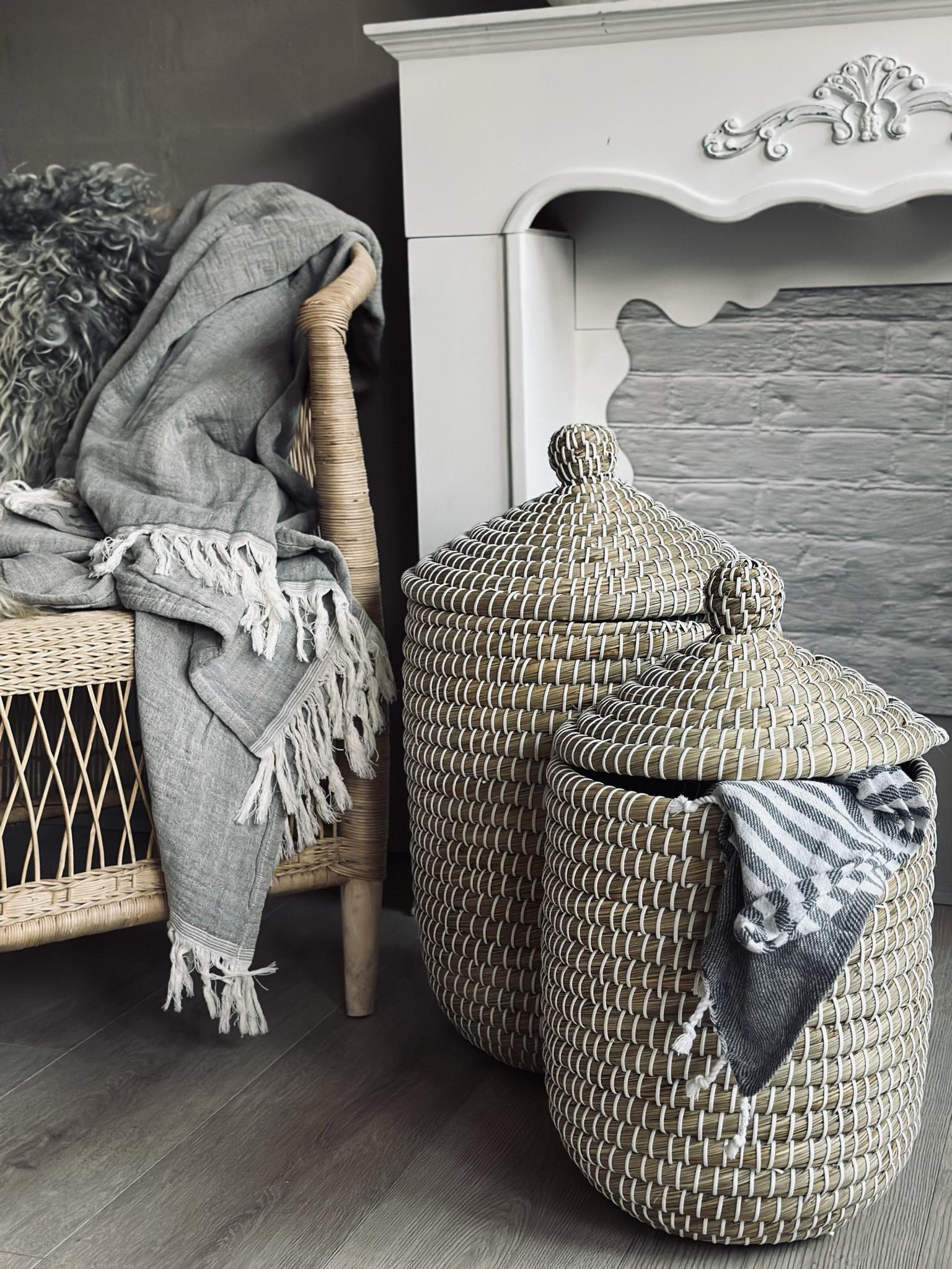 Courbe & Panier En Herbe Marine | Ensemble Décoratif 2 Pièces | Valuna