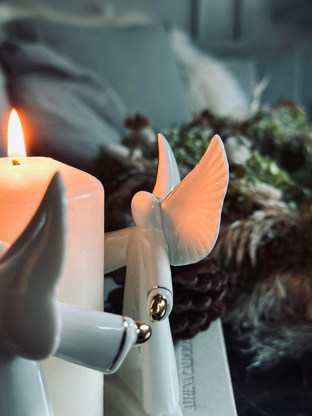 Bougeoir avec Anges | Porcelaine Blanche | Valuna