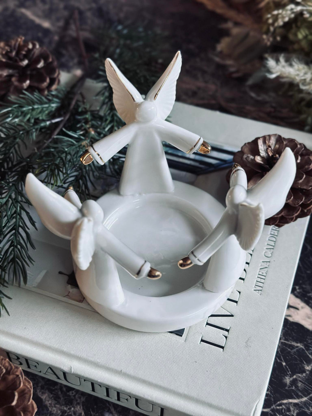 Bougeoir avec Anges | Porcelaine Blanche | Valuna