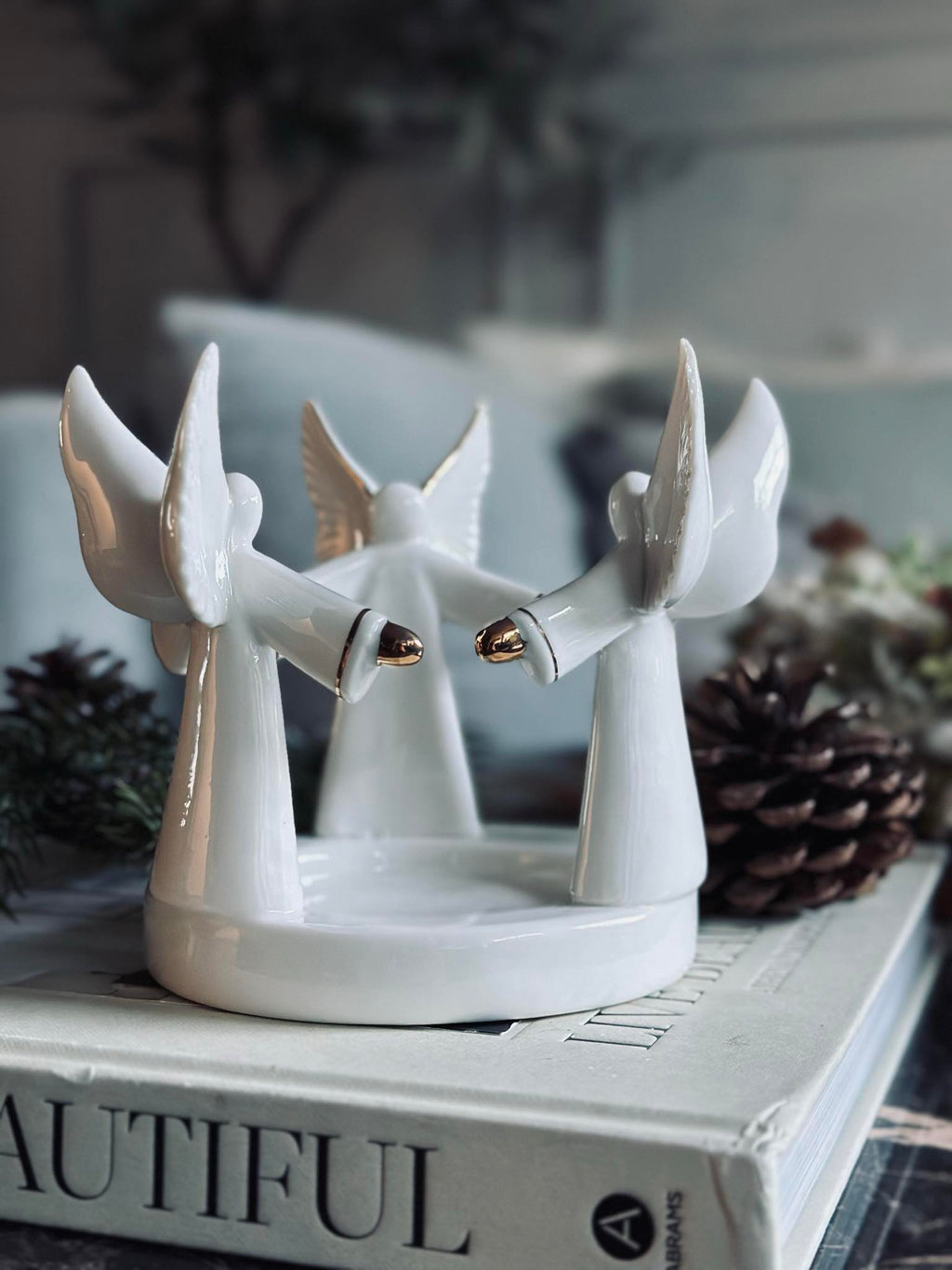 Bougeoir avec Anges | Porcelaine Blanche | Valuna