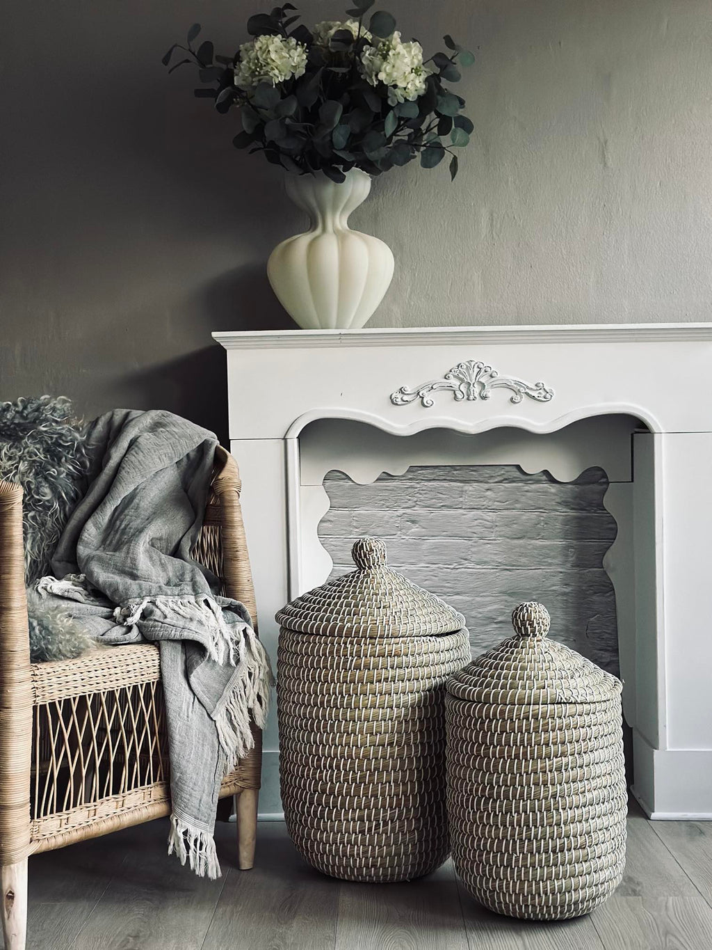 Courbe & Panier En Herbe Marine | Ensemble Décoratif 2 Pièces | Valuna