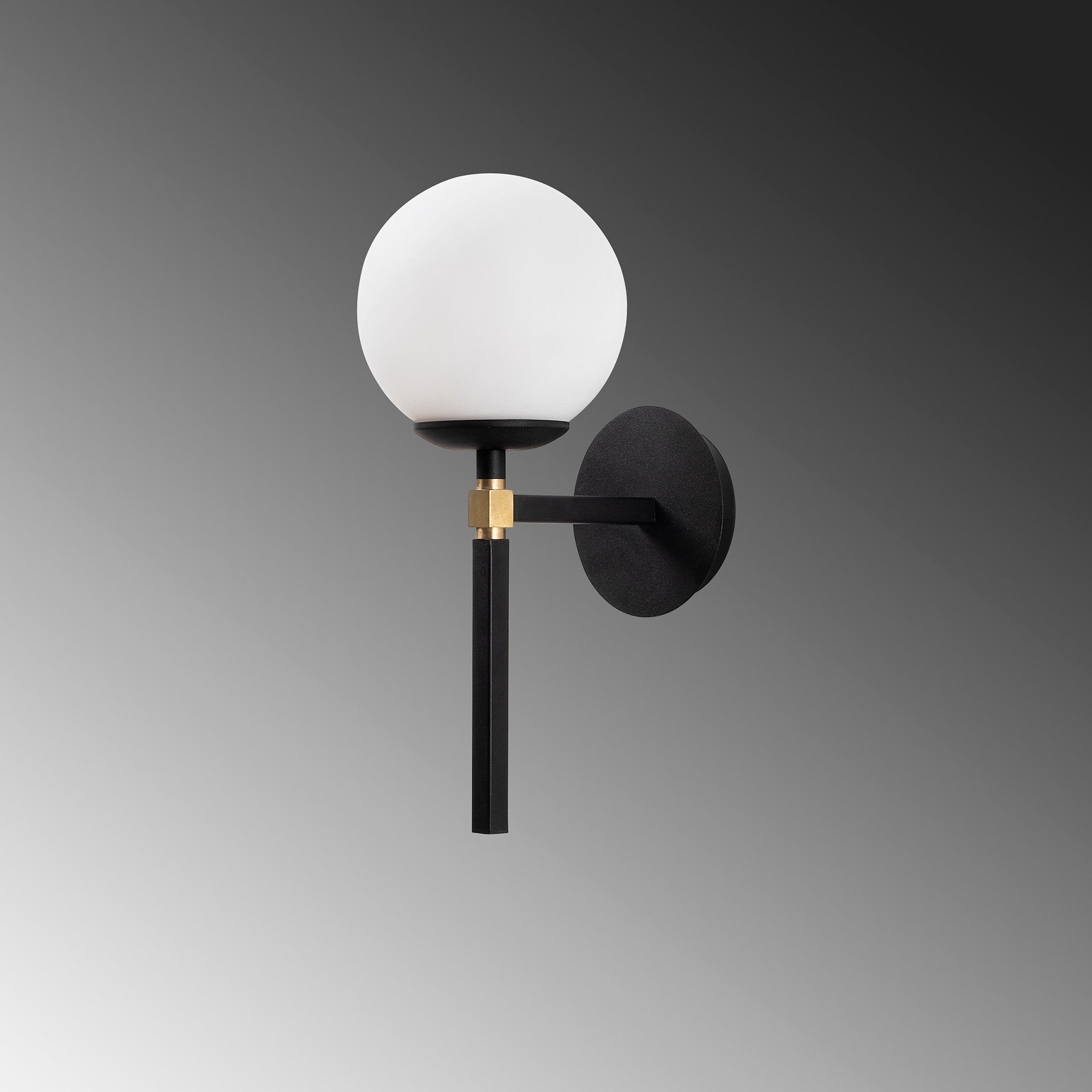 Applique Murale Sereno Verre Noir | Lampe Industrielle Élégante avec Globe Sombre | Valuna