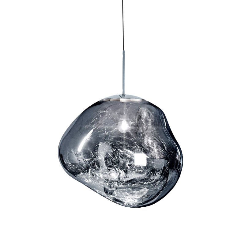 ModernSuspense | Lampe Suspendue Irrégulière Verre Argent/Rouge – 1 Lumière Salle à Manger | Valuna