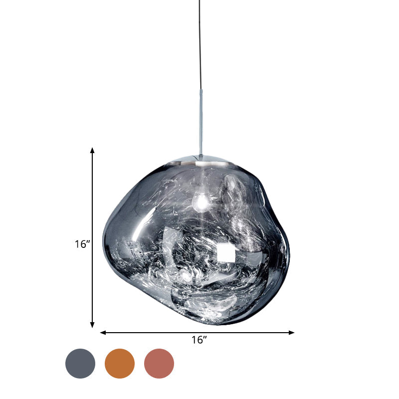 ModernSuspense | Lampe Suspendue Irrégulière Verre Argent/Rouge – 1 Lumière Salle à Manger | Valuna