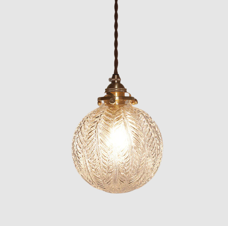 Kolonial Global Pendel Luminaire Suspendu 1 | Abat-jour en Verre Transparent/Fumé avec Design en Plume | Valuna