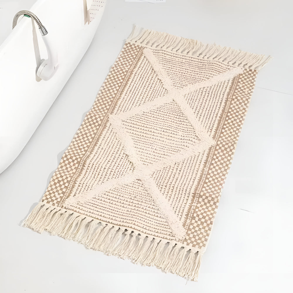 MoroccanBeige | Tapis Marocain Beige Microfibre – Tissé Main, Durable & Lavable En Machine | Valuna