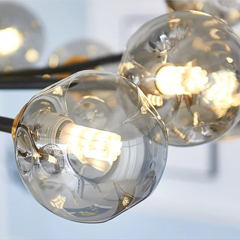 Suspension avec Boules en Verre Lustre Compatible LED - Valuna