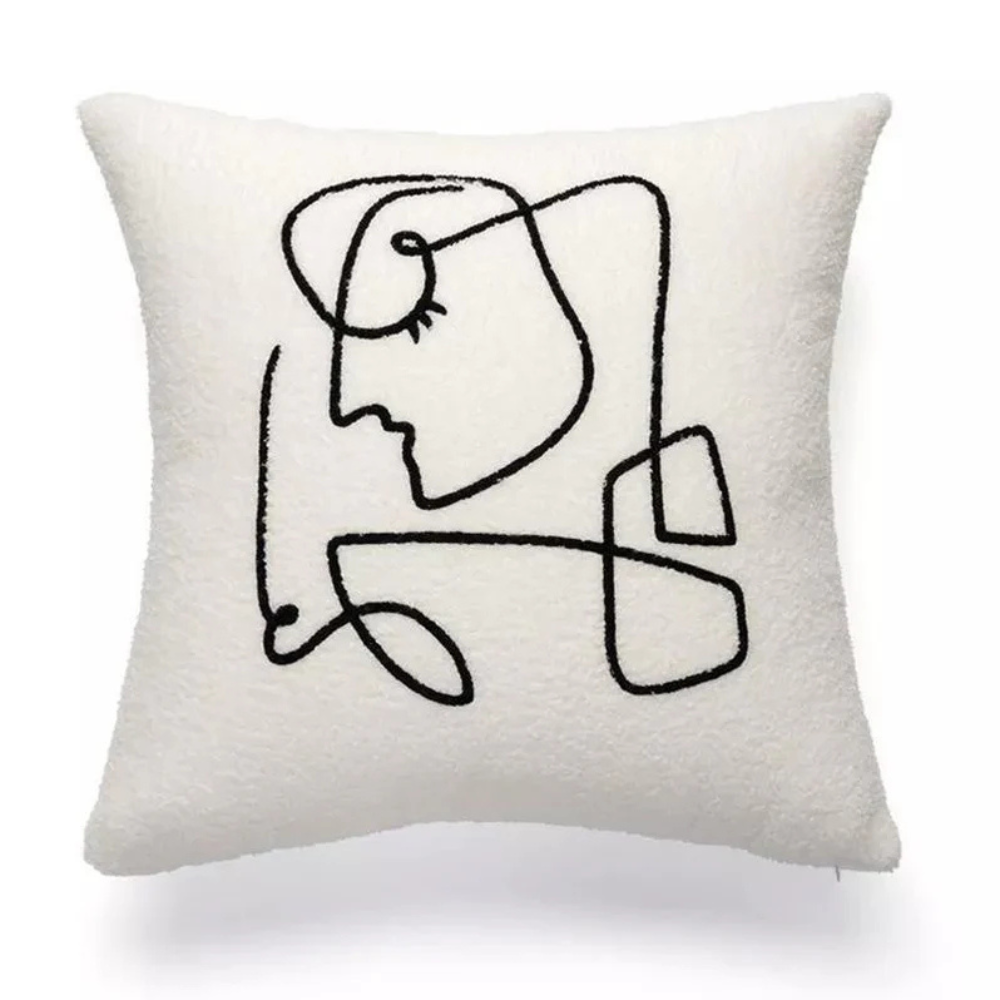 FaceArtCushion | Housse de Coussin Art Visage Abstrait – Déco Moderne & Élégante | Valuna
