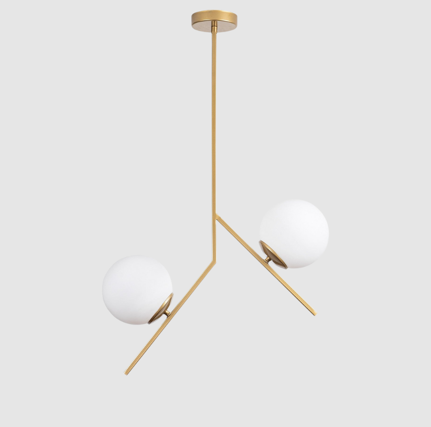 Suspension Nimbus 2‑Lumières en Verre Doré | Lumière Moderne et Radieuse pour Intérieurs Chics | Valuna
