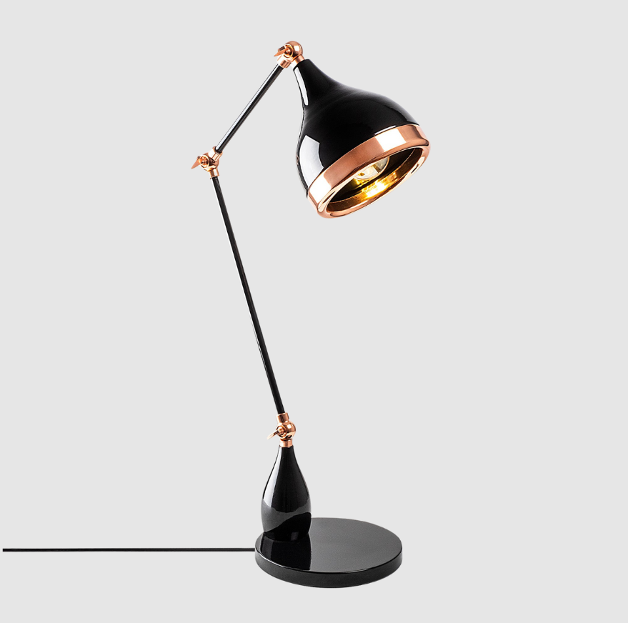 Lampe de Table Grip Noir et Cuivre | Lampe Industrielle Métal Élégante | Valuna