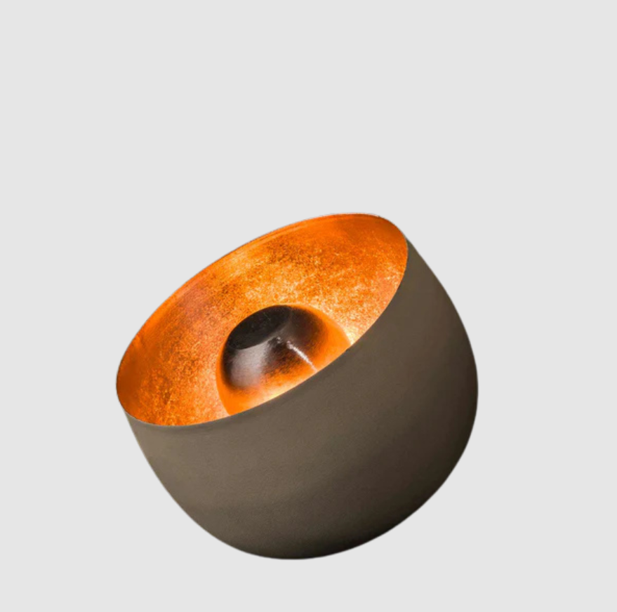 Lampe de Table Industrielle Basel | Bois Gris Naturel & Métal (Ø 28 cm) | Valuna