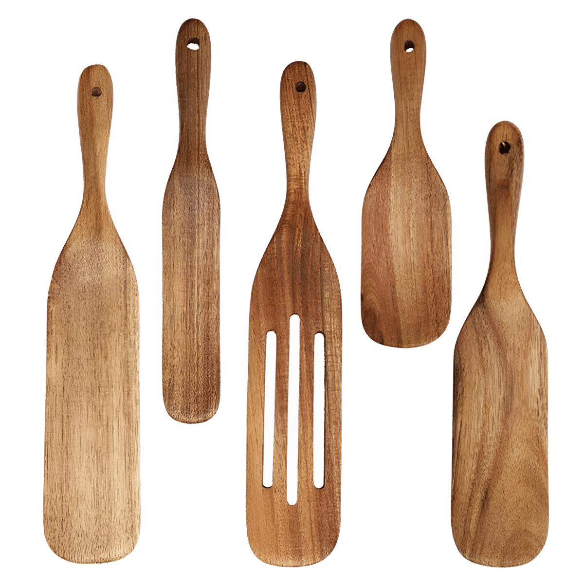 PureTeak | Ensemble D'Ustensiles De Cuisine En Bois De Teck 100 % Doux Pour Les Poêles Et Durable | Valuna