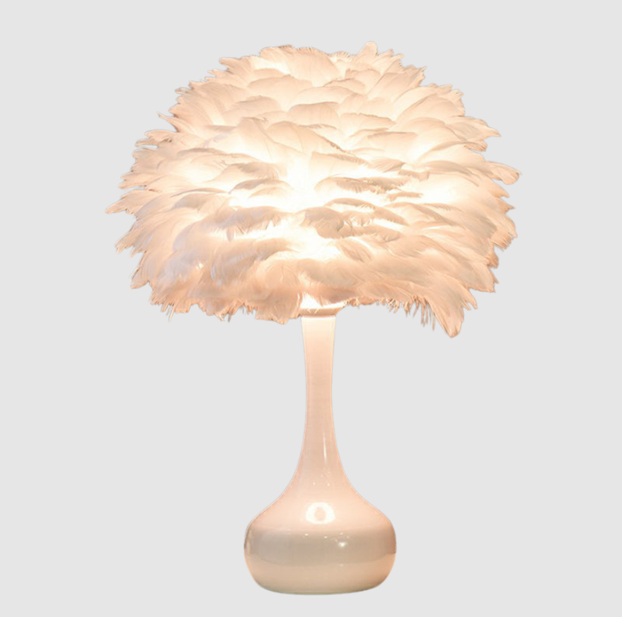 Lampe de Chevet Vase Plume Nordique | Éclairage de Table à 1 Ampoule Pour Décoration de Chambre | Valuna
