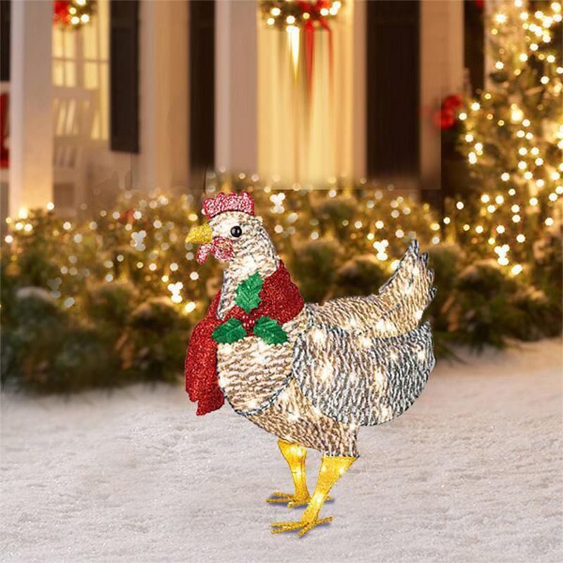 Poulet Lumineux | Décoration De Noël Avec Écharpe Festive | Valuna