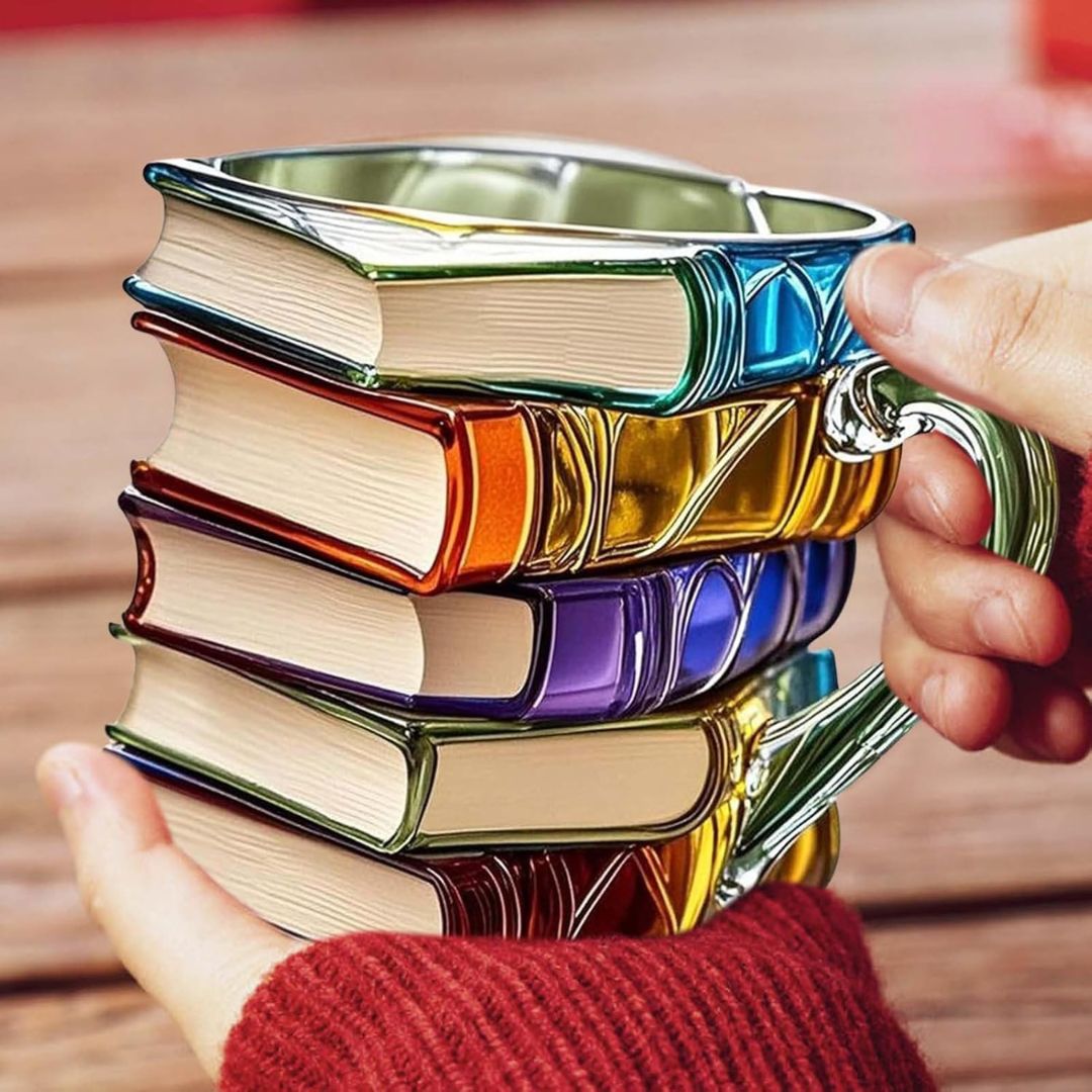 Tasse En Verre À Motif Livre 3D Fait Main - Valuna