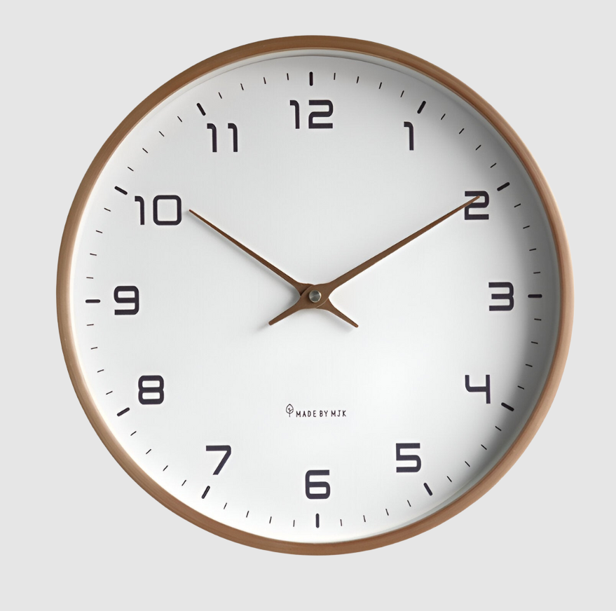 Horloge EleQuartz | Horloge Murale Ronde - Horloge Murale en Bois Nordique | Valuna