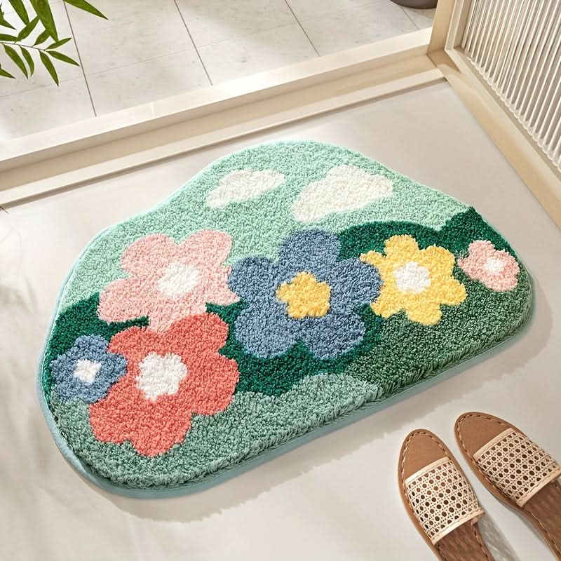 FlorSoft | Tapis De Bain Extra Absorbant Avec Motif Floral Pour Confort Et Style | Valuna