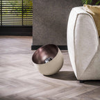 Lampe de Table Industrielle Basel | Bois Gris Naturel & Métal (Ø 28 cm) | Valuna