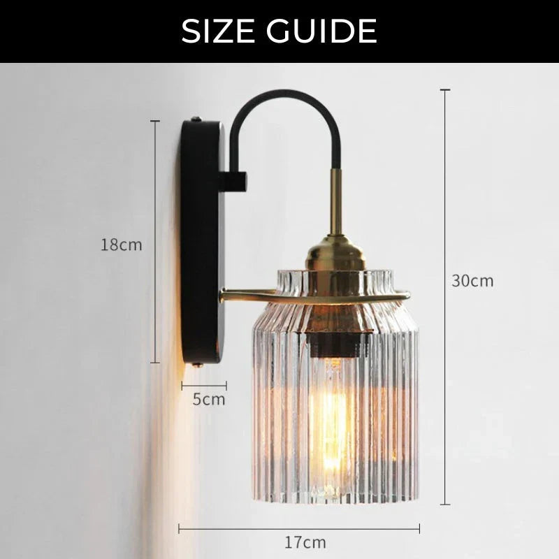 Vintage Glow | Applique Murale Avec Abat-Jour En Verre Strié | Valuna